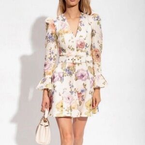 Zimmermann Floral Mini Dress - Cream and Pastel
